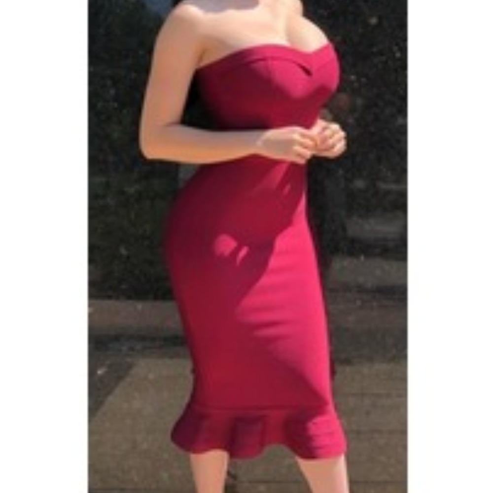 Strapless Red Wine Bodycon Dress